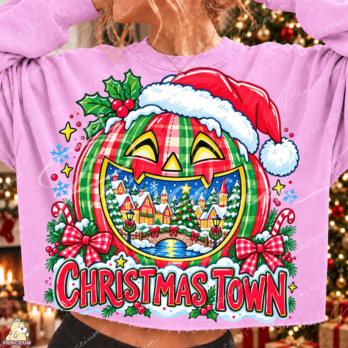 Plaid Pumpkin Christmas Town