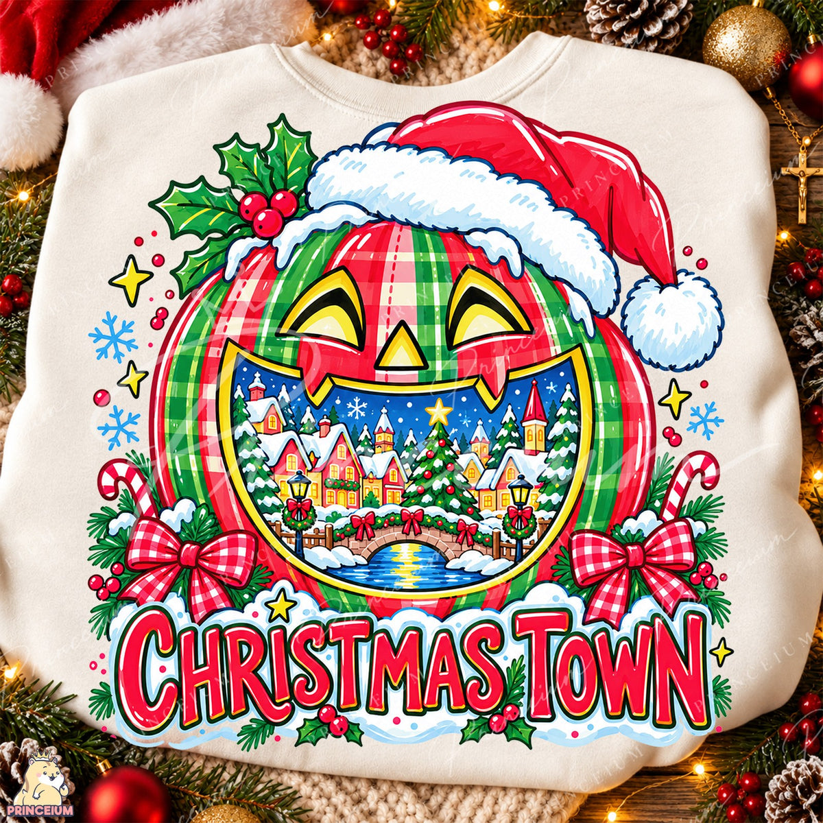Plaid Pumpkin Christmas Town