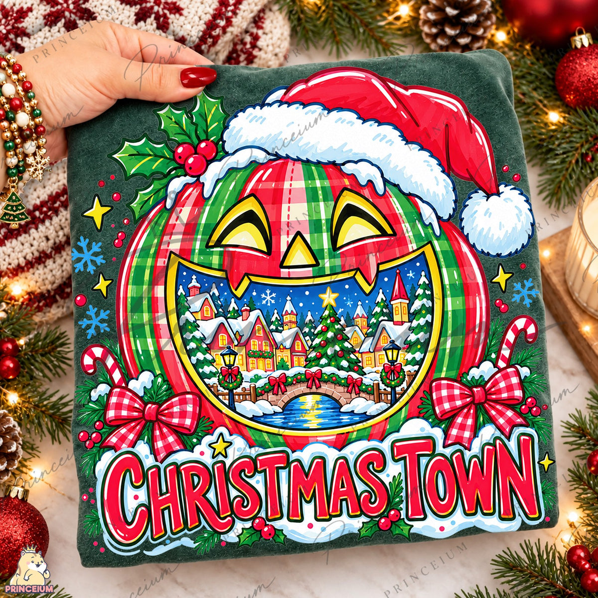 Plaid Pumpkin Christmas Town