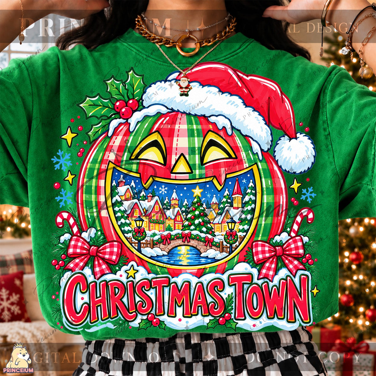Plaid Pumpkin Christmas Town
