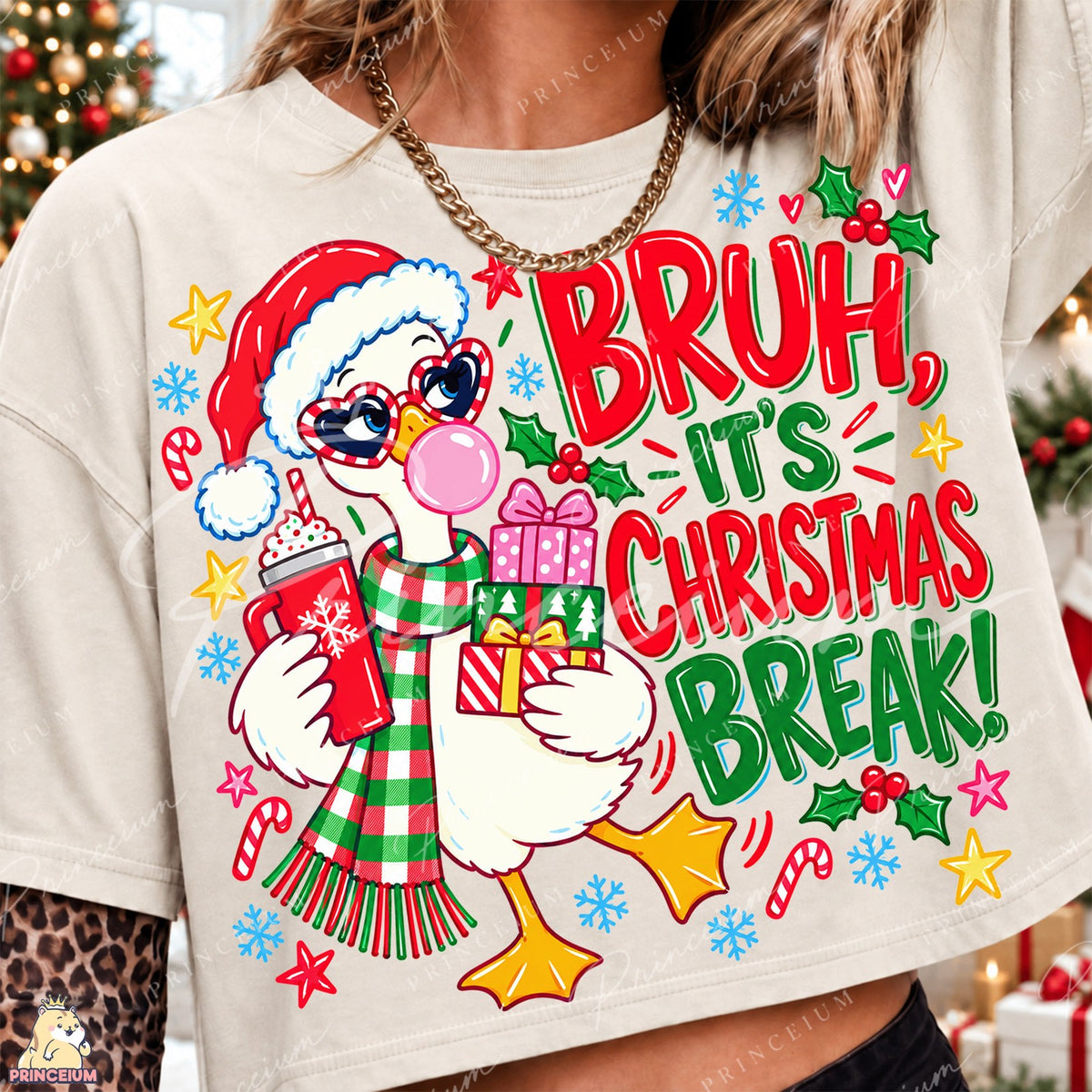 Bruh It's Christmas Break Goose Front and Back