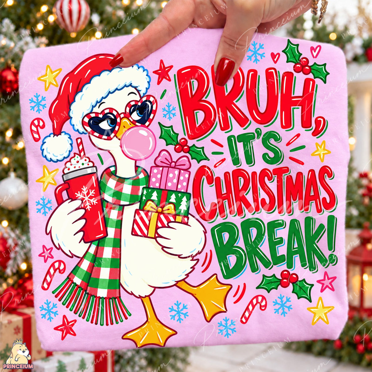 Bruh It's Christmas Break Goose Front and Back