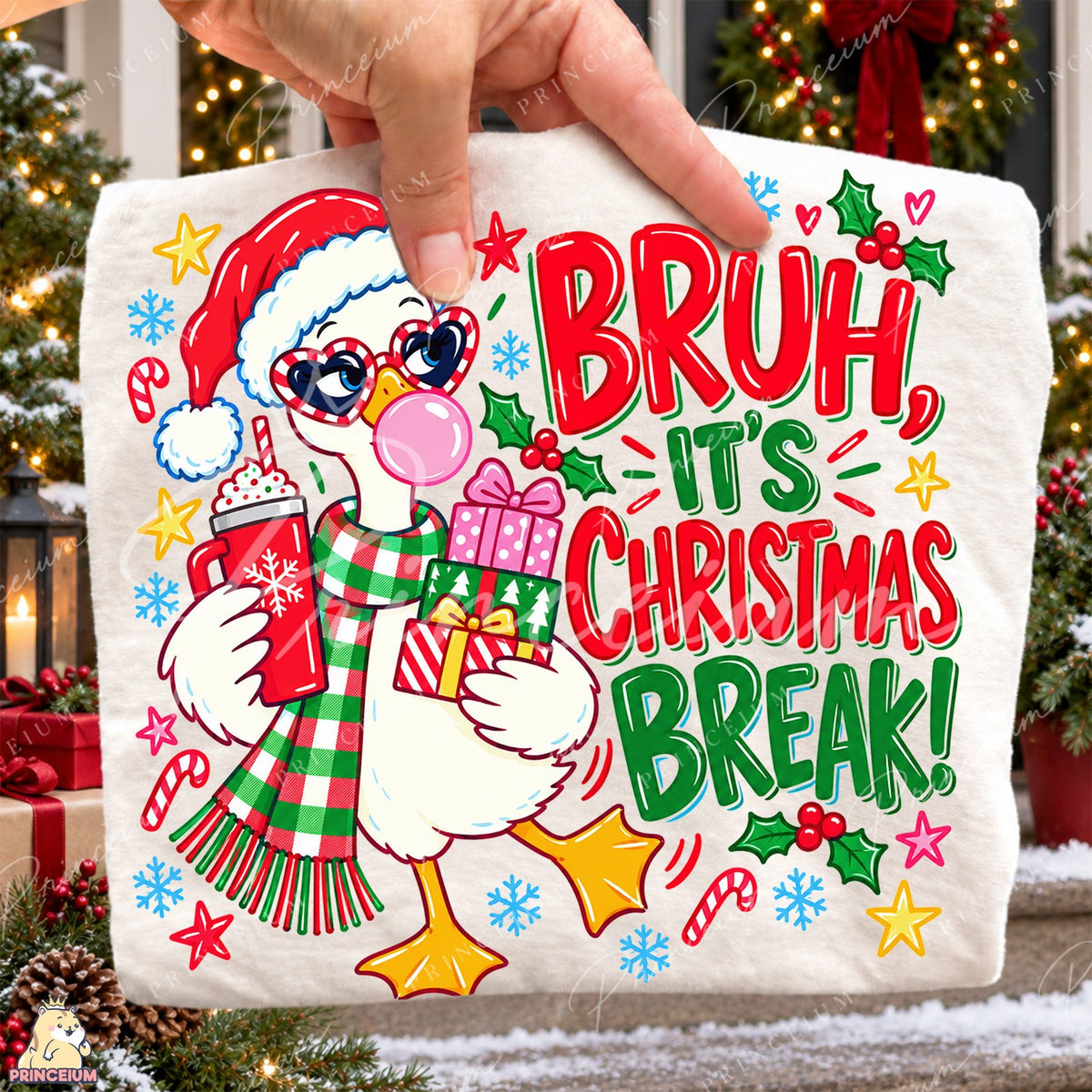 Bruh It's Christmas Break Goose Front and Back