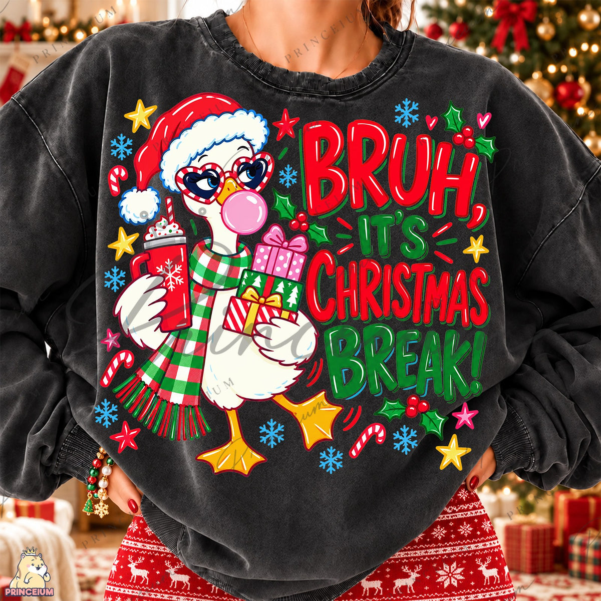 Bruh It's Christmas Break Goose Front and Back