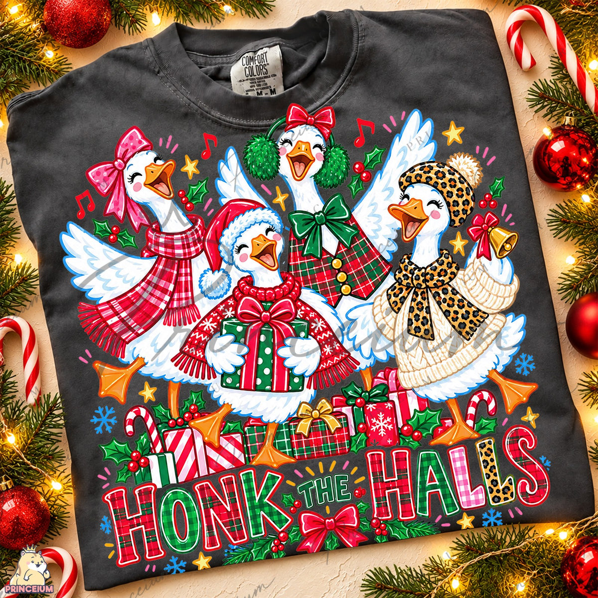 Honk the Halls Christmas Geese Front and Back