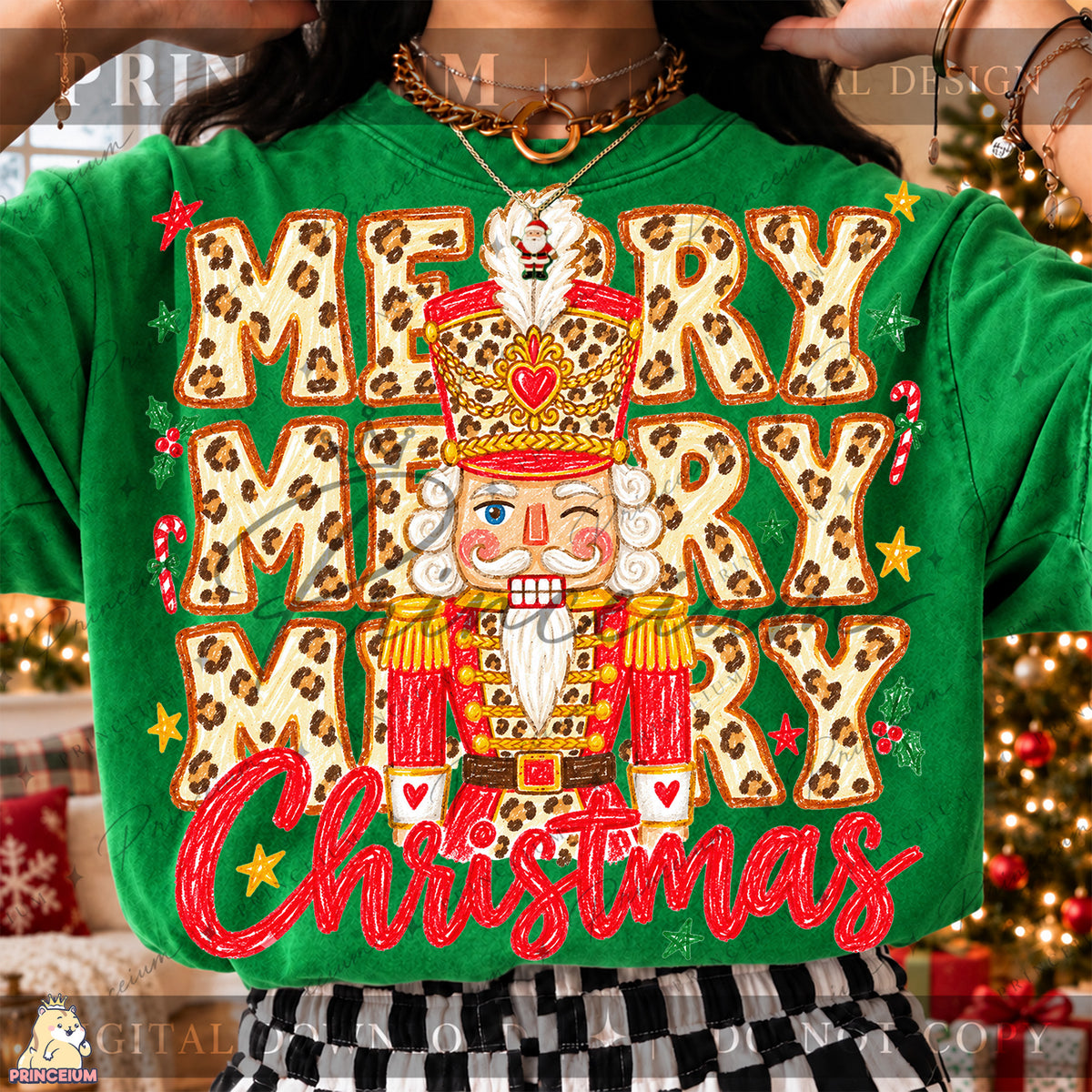 Leopard Print Nutcracker Christmas PNG Merry Christmas Design | Digital Download