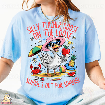 a person wearing a blue shirt with a bird on it