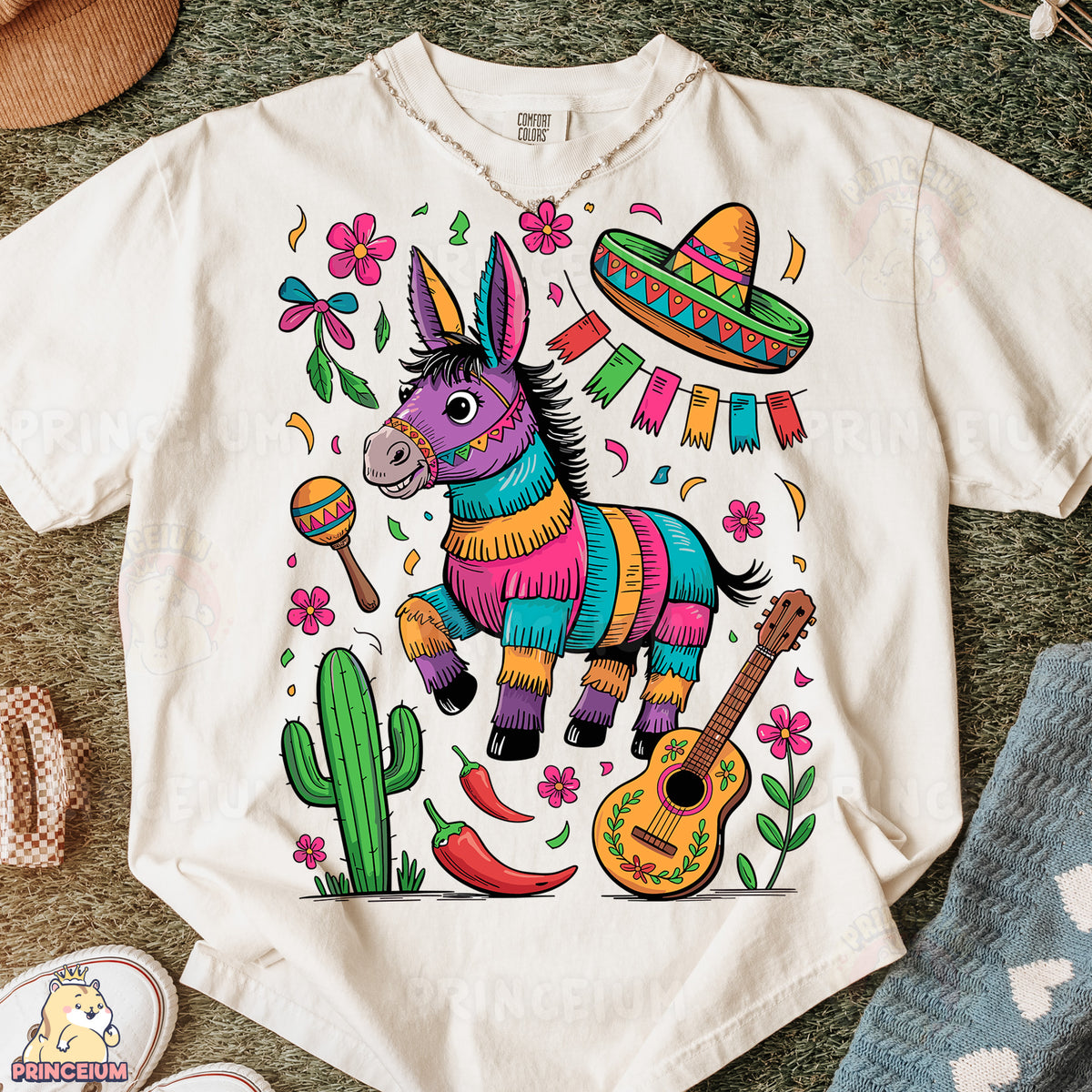 a t - shirt with a picture of a donkey wearing a sombrero