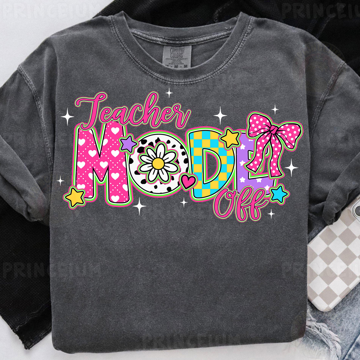 a black shirt with the words teacher mode on it
