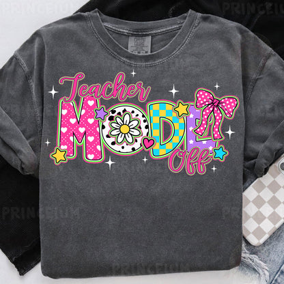 a black shirt with the words teacher mode on it