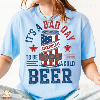 a woman wearing a t - shirt that says it's a bad day to