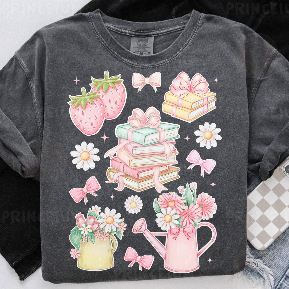 a t - shirt that has a bunch of items on it