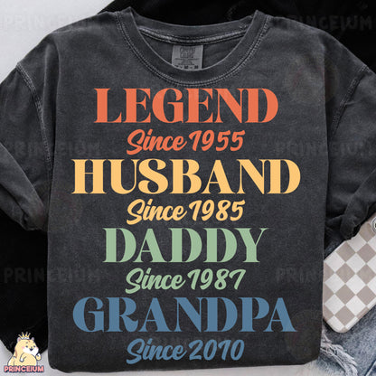 a t - shirt with the words legend since 1953, husband since 1989, and