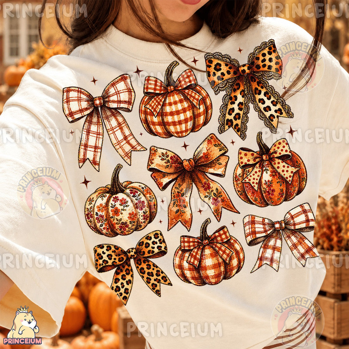 Plaid Pumpkin & Leopard Bow Fall