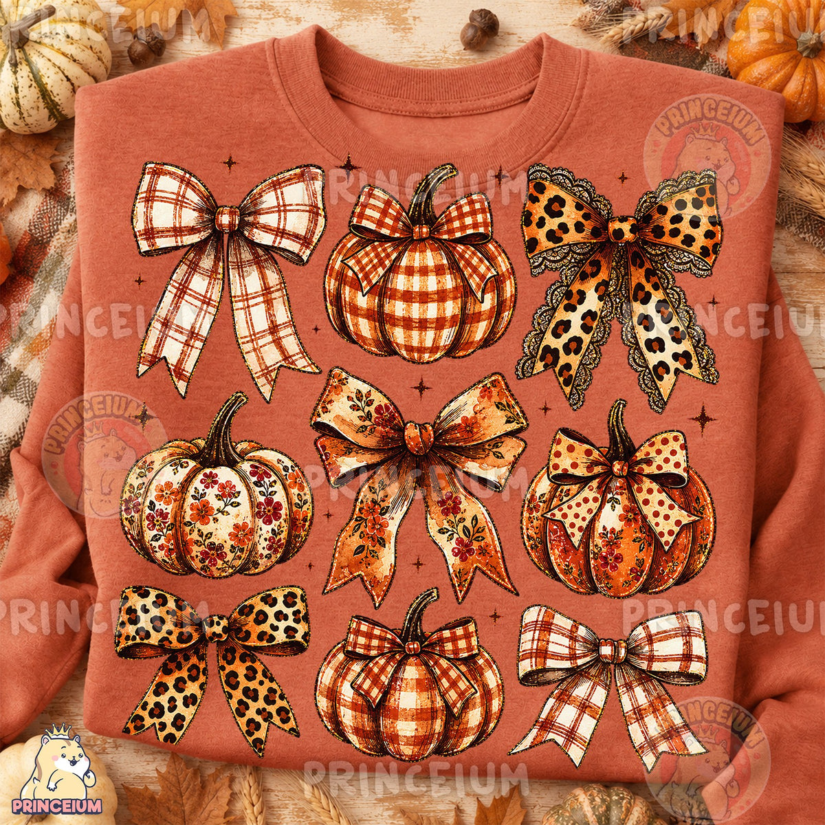 Plaid Pumpkin & Leopard Bow Fall