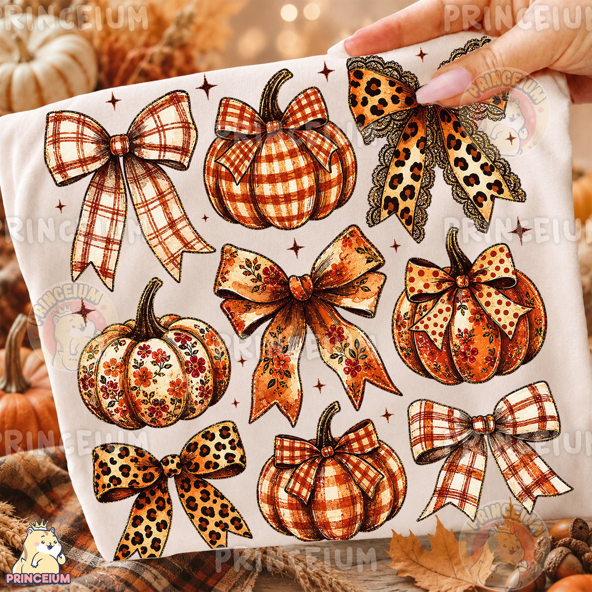 Plaid Pumpkin & Leopard Bow Fall