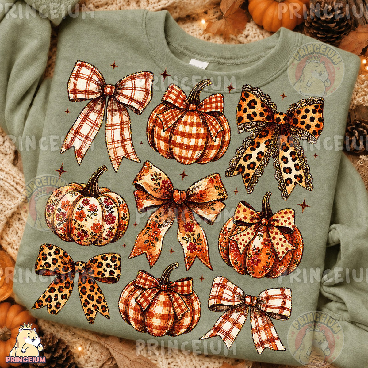 Plaid Pumpkin & Leopard Bow Fall