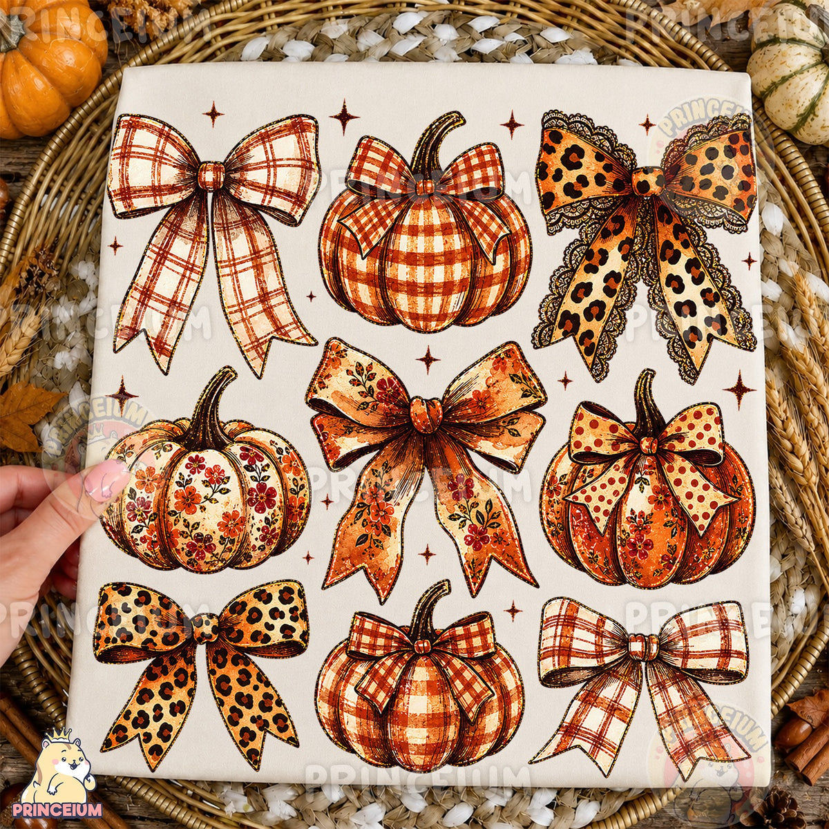 Plaid Pumpkin & Leopard Bow Fall