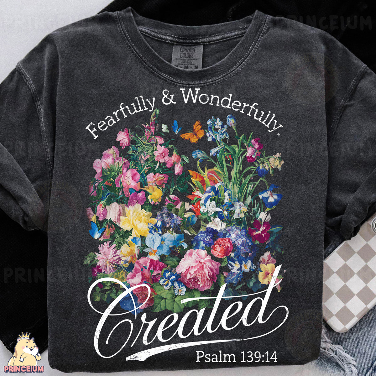 a t - shirt with a picture of a bouquet of flowers on it