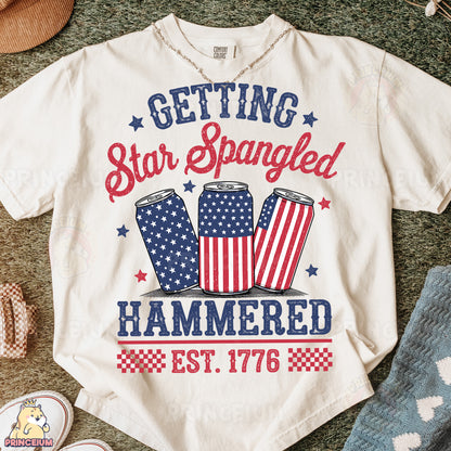 a t - shirt that says getting star spangled hammered