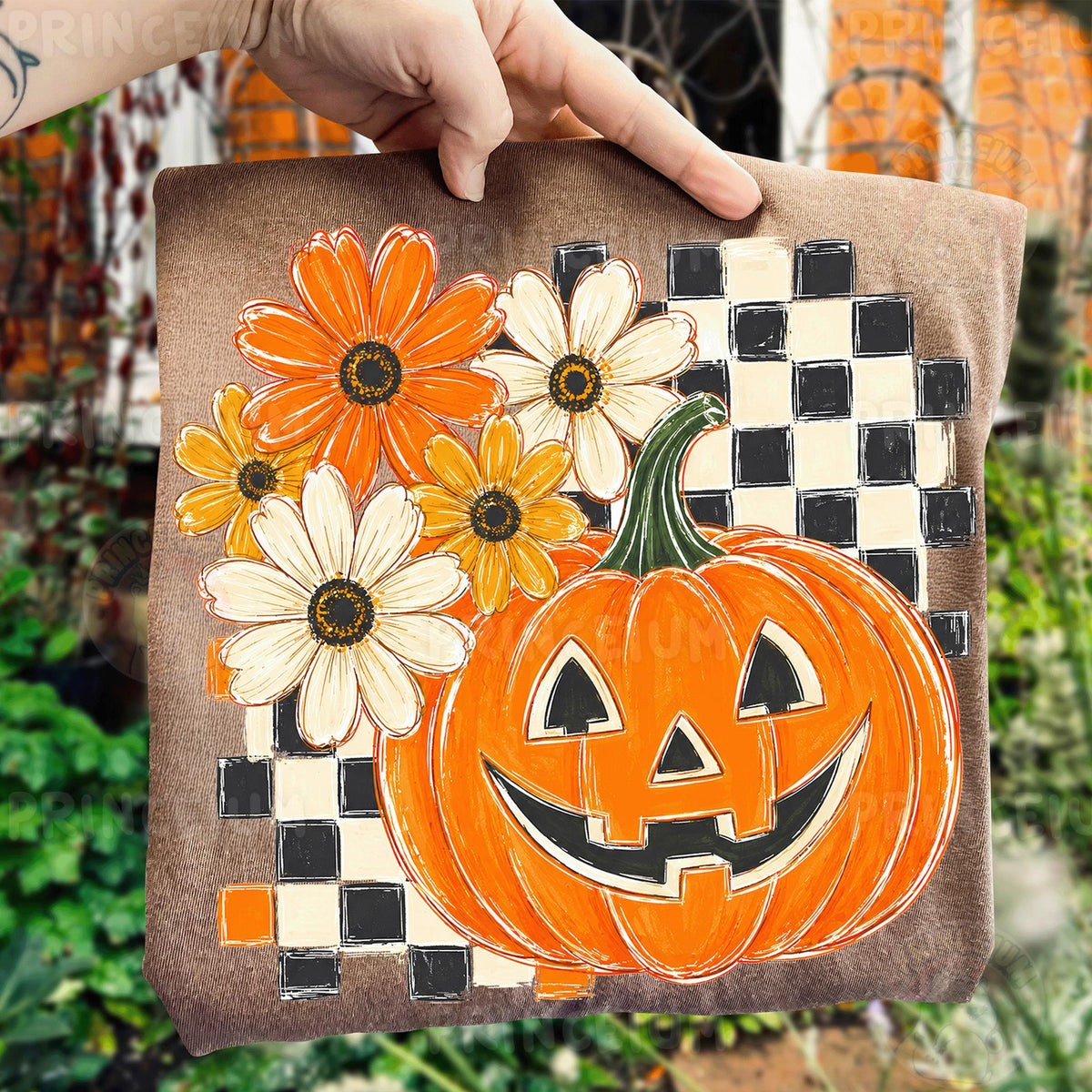 Checkered Jack-o'-Lantern Florals