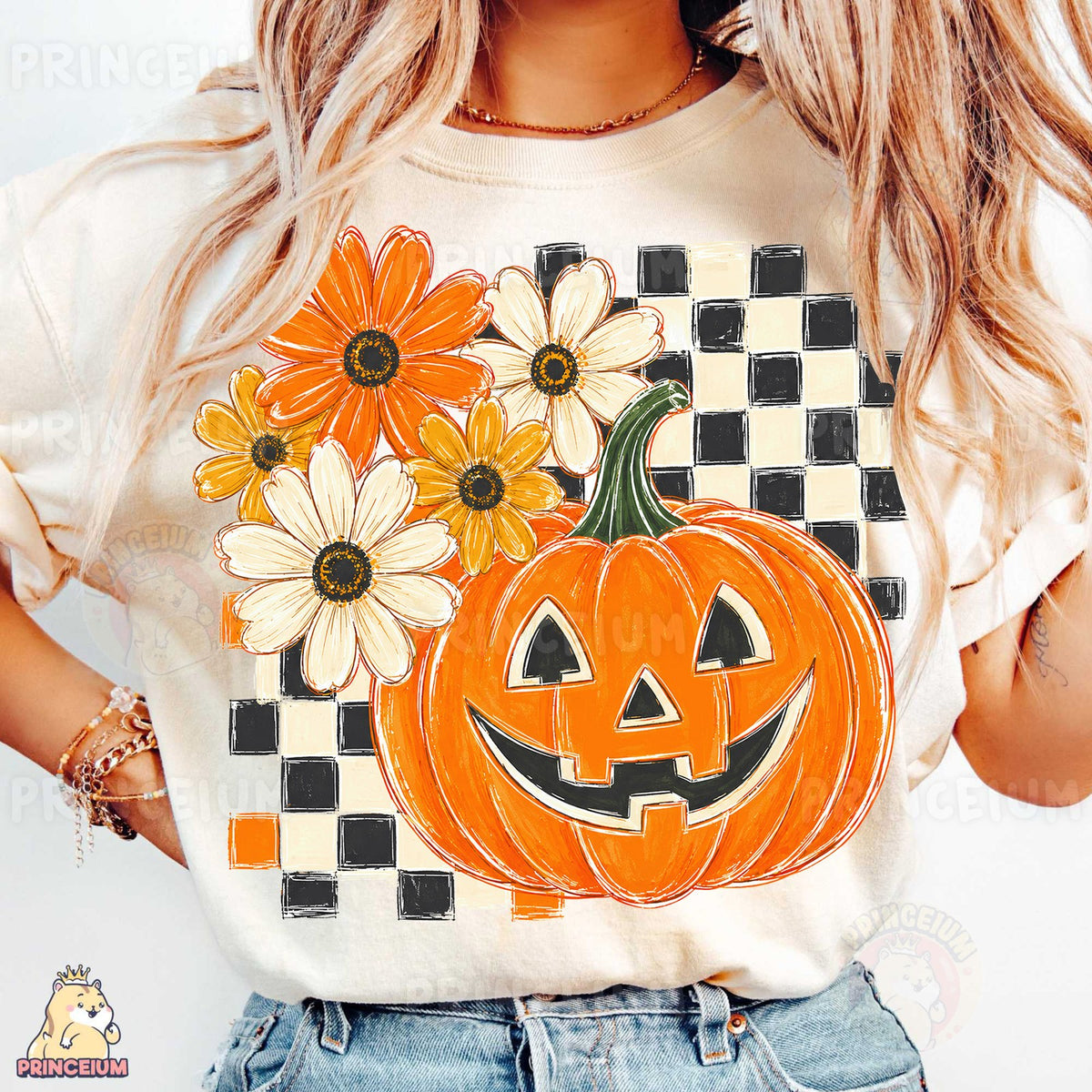 Checkered Jack-o'-Lantern Florals