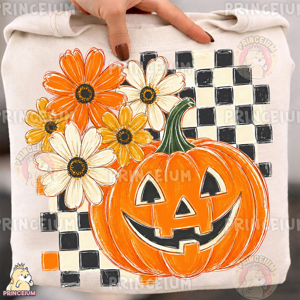 Checkered Jack-o'-Lantern Florals