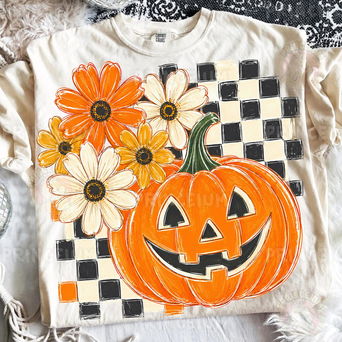 Checkered Jack-o'-Lantern Florals