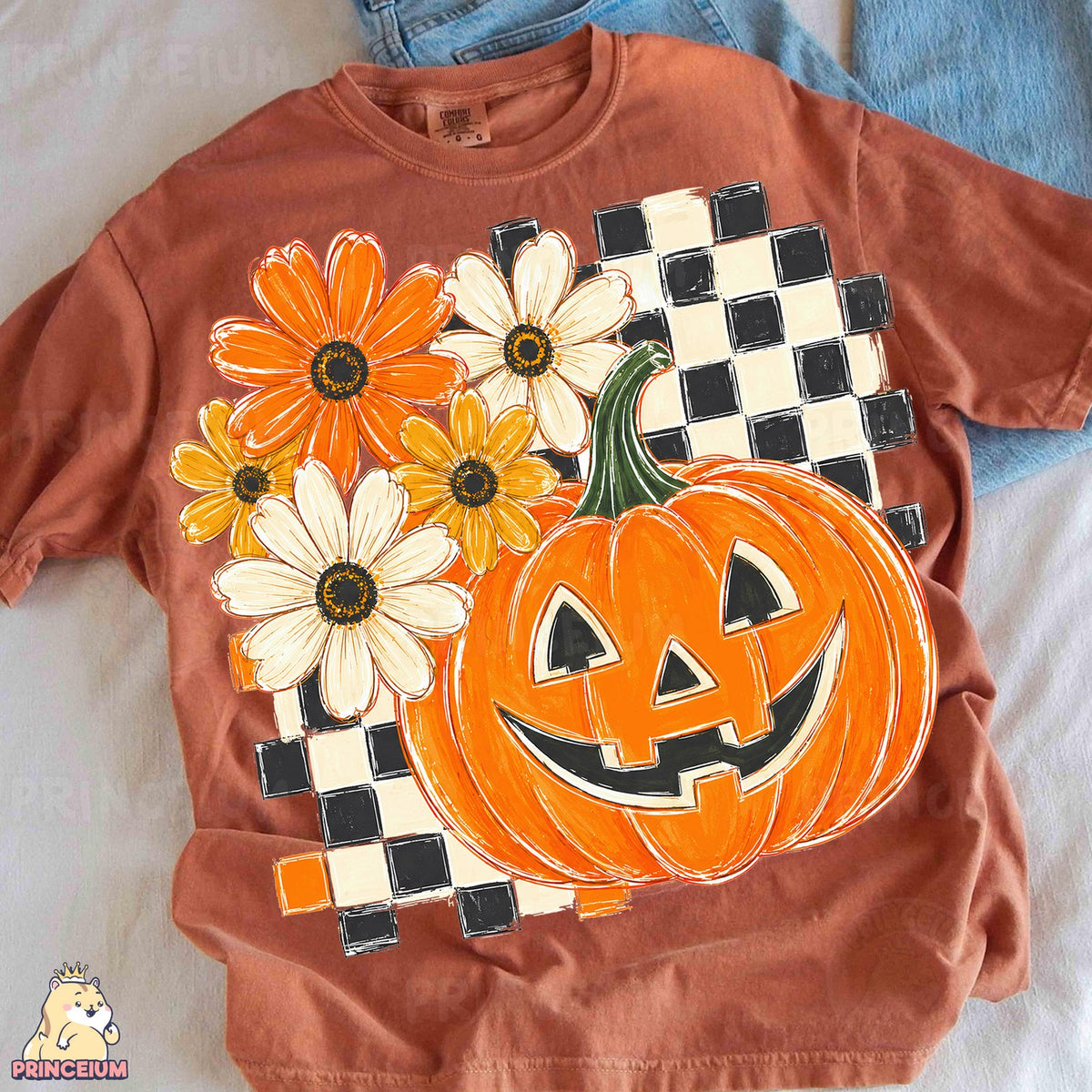 Checkered Jack-o'-Lantern Florals