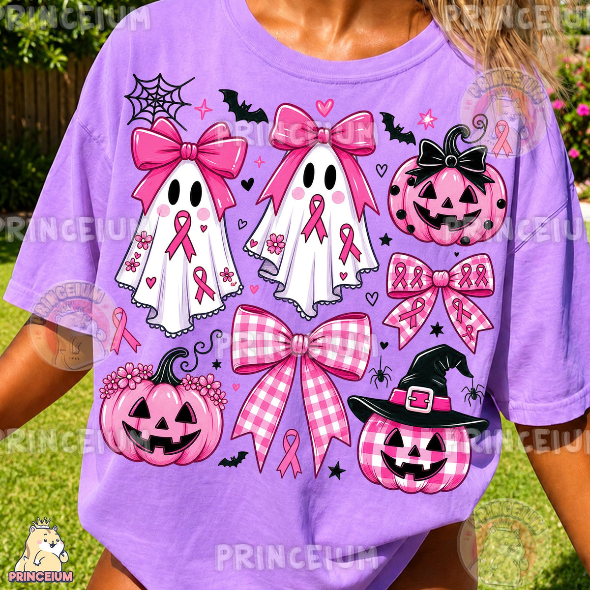 Pink Ribbon Ghost & Gingham Bow Halloween