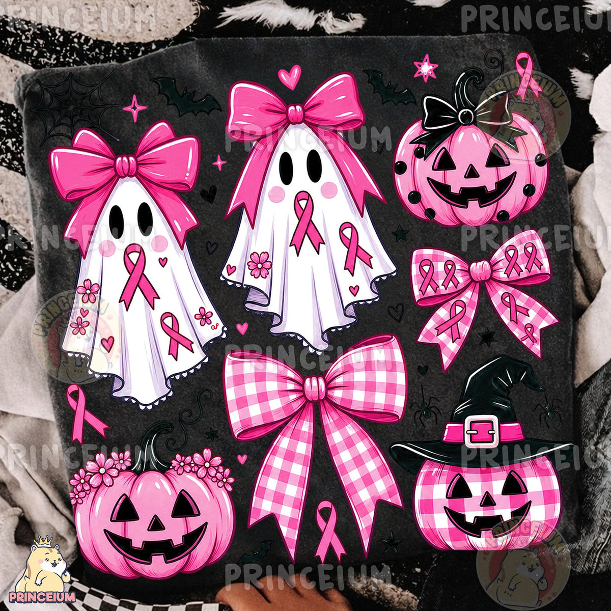Pink Ribbon Ghost & Gingham Bow Halloween