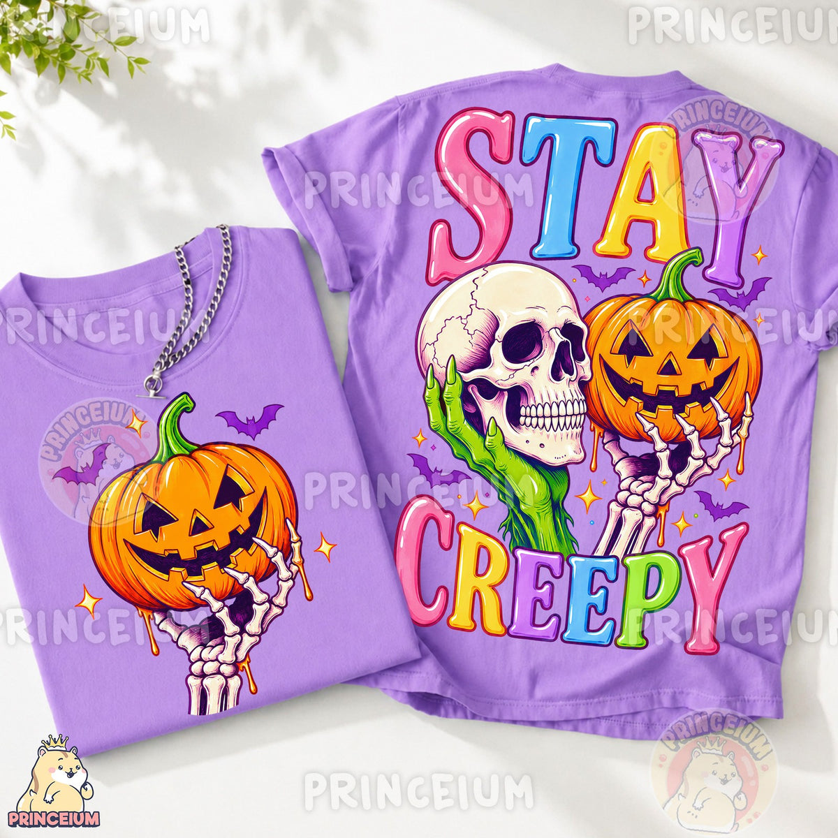 Stay Creepy Skull & Pumpkin Front and Back