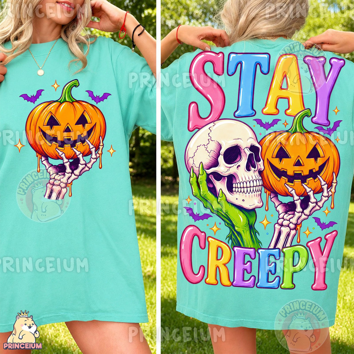 Stay Creepy Skull & Pumpkin Front and Back