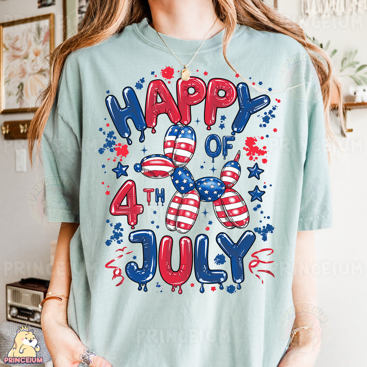 a woman wearing a fourth of july shirt