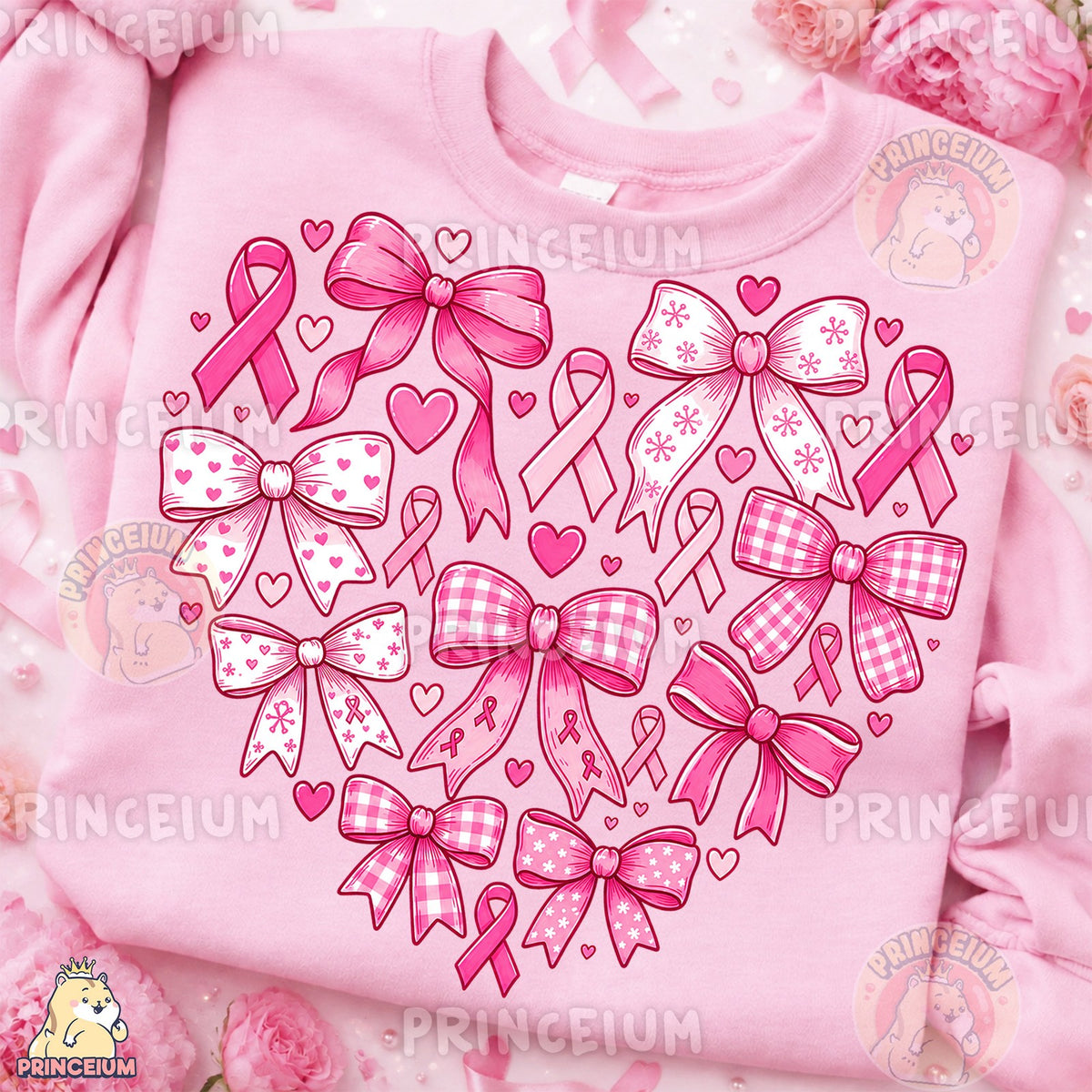 Pink Ribbon Bow Heart