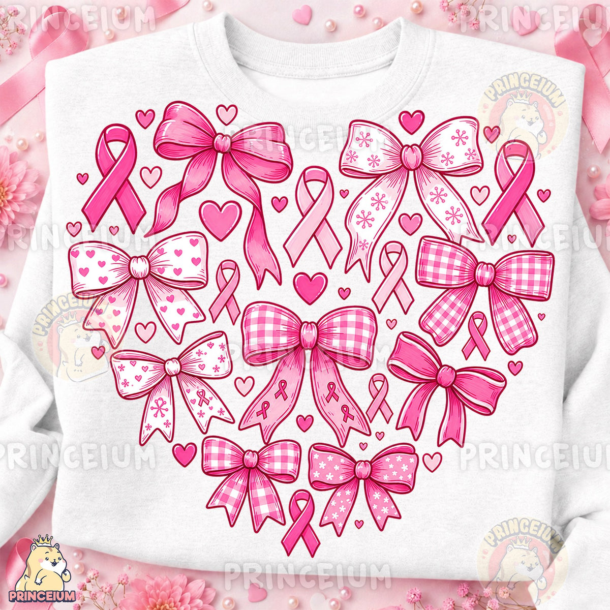 Pink Ribbon Bow Heart