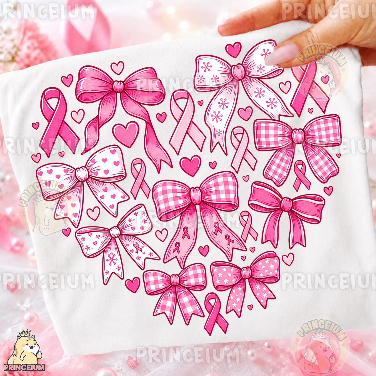 Pink Ribbon Bow Heart