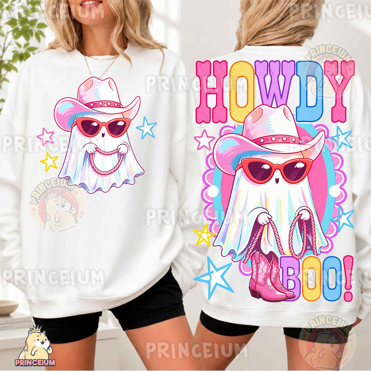 Howdy Boo Cowboy Ghost Front and Back