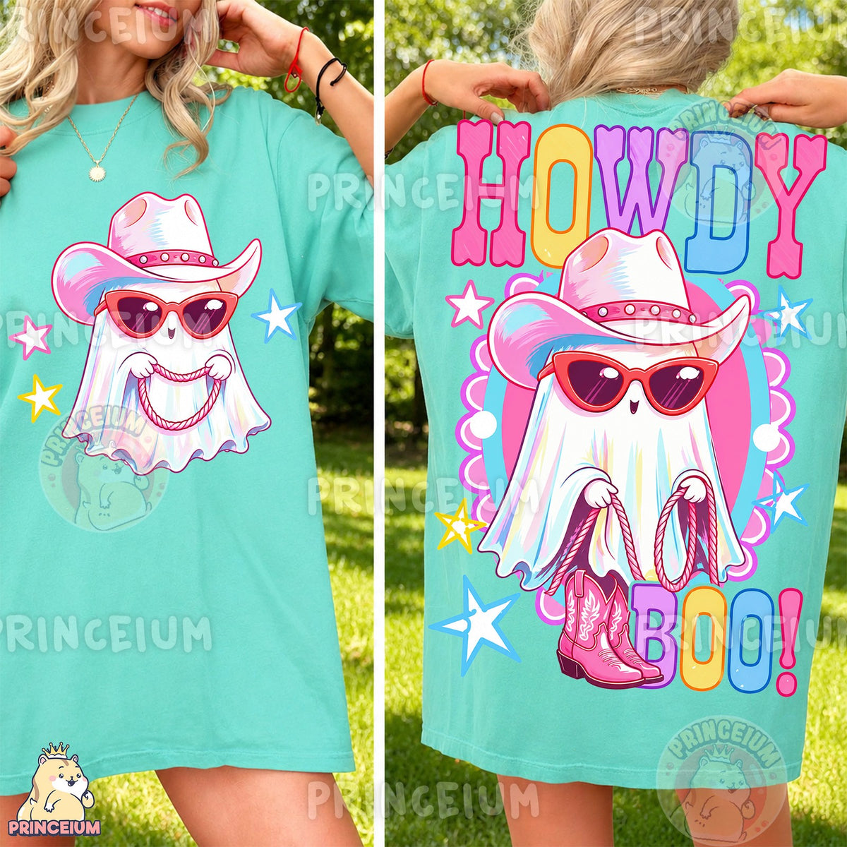 Howdy Boo Cowboy Ghost Front and Back