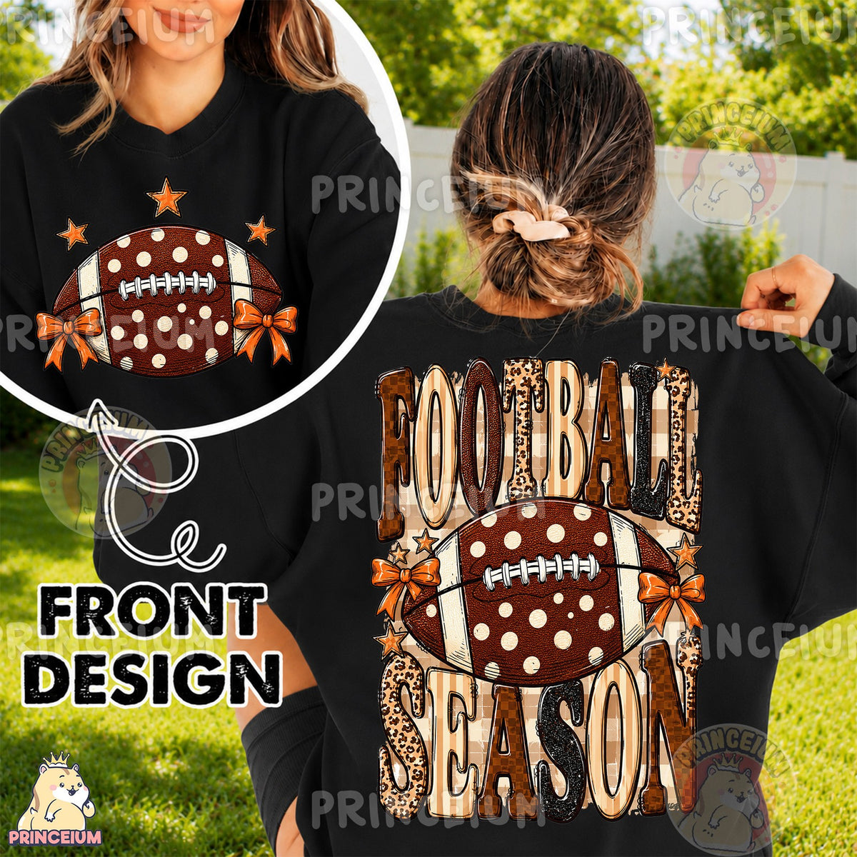 Football Season Bows Front and Back