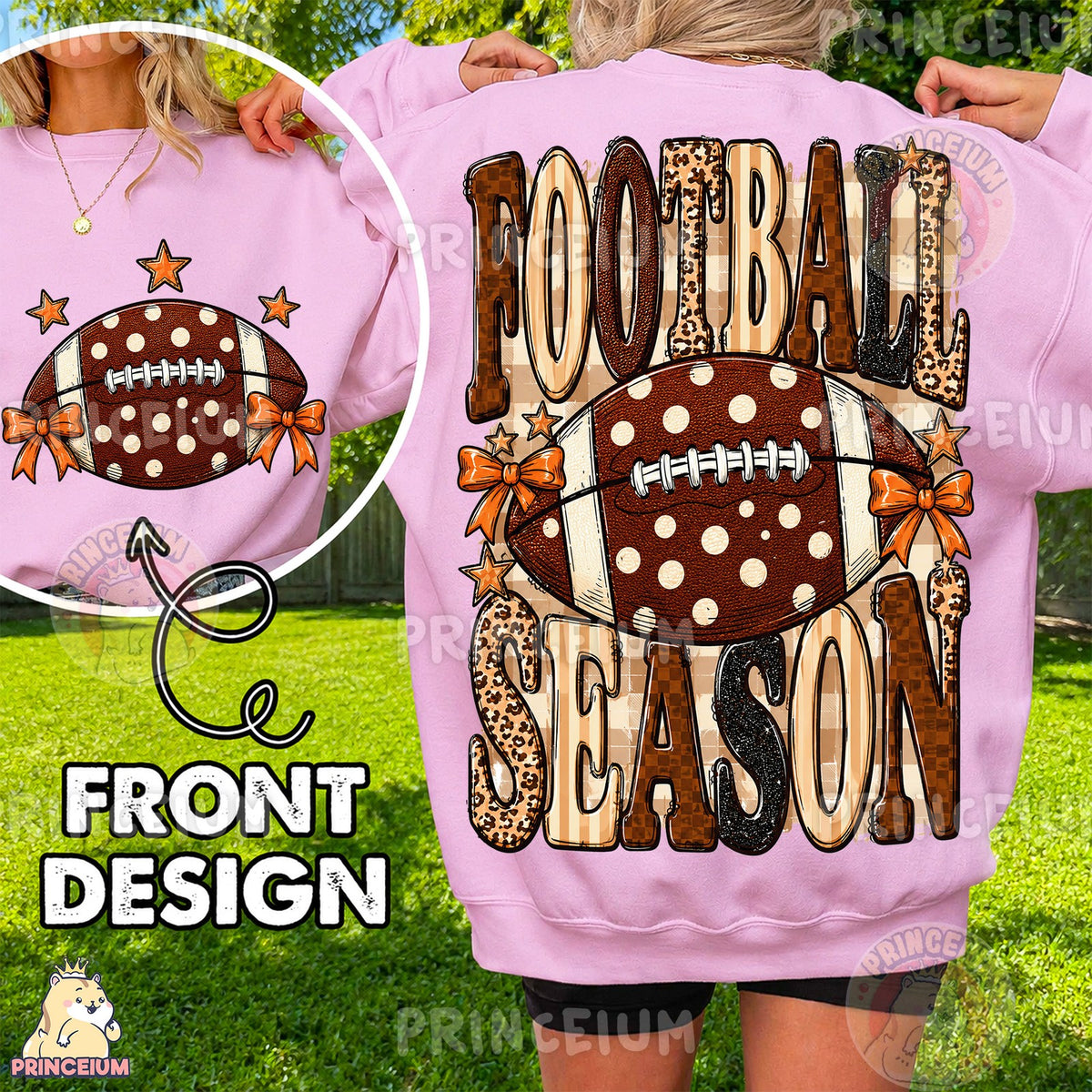 Football Season Bows Front and Back