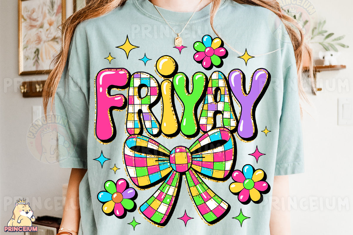 a person wearing a t - shirt with a bow on it