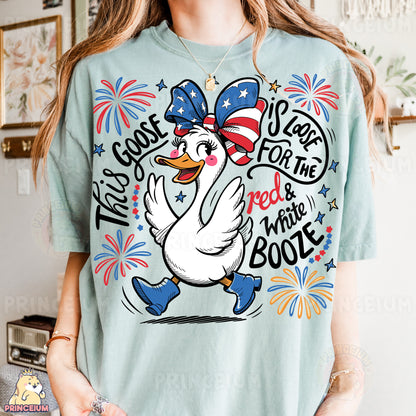 a woman wearing a t - shirt with an image of a duck on it