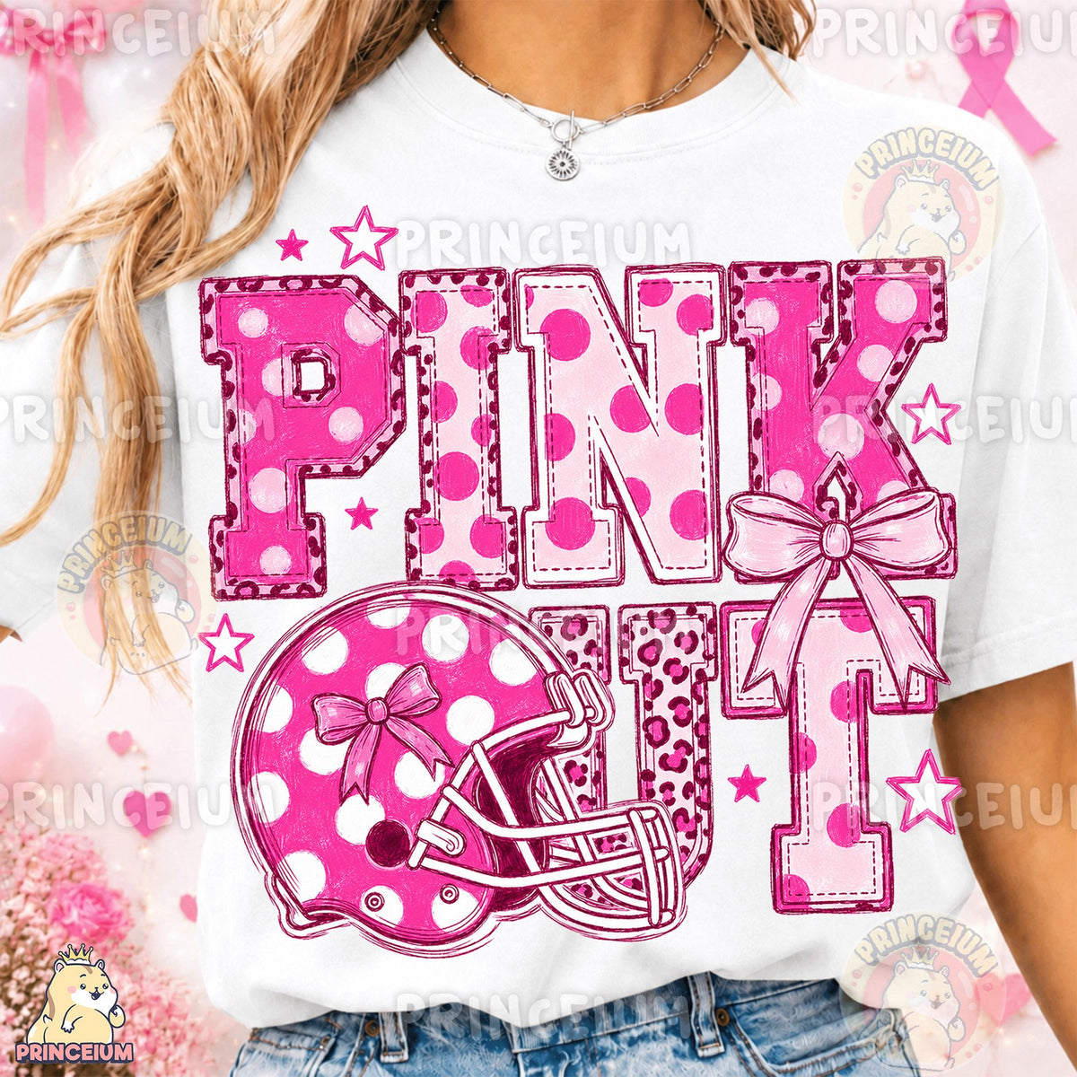 Pink Out Football Helmet