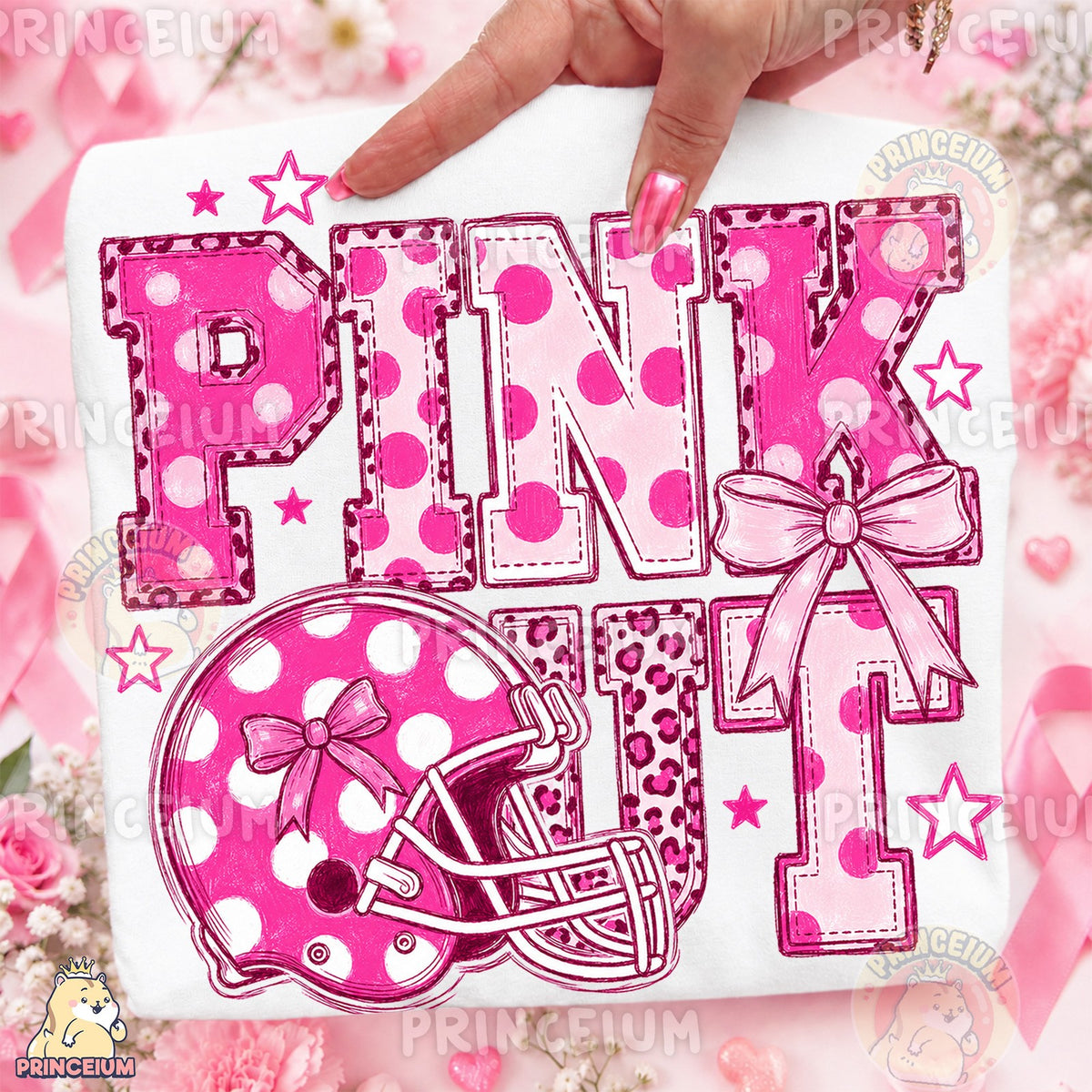 Pink Out Football Helmet