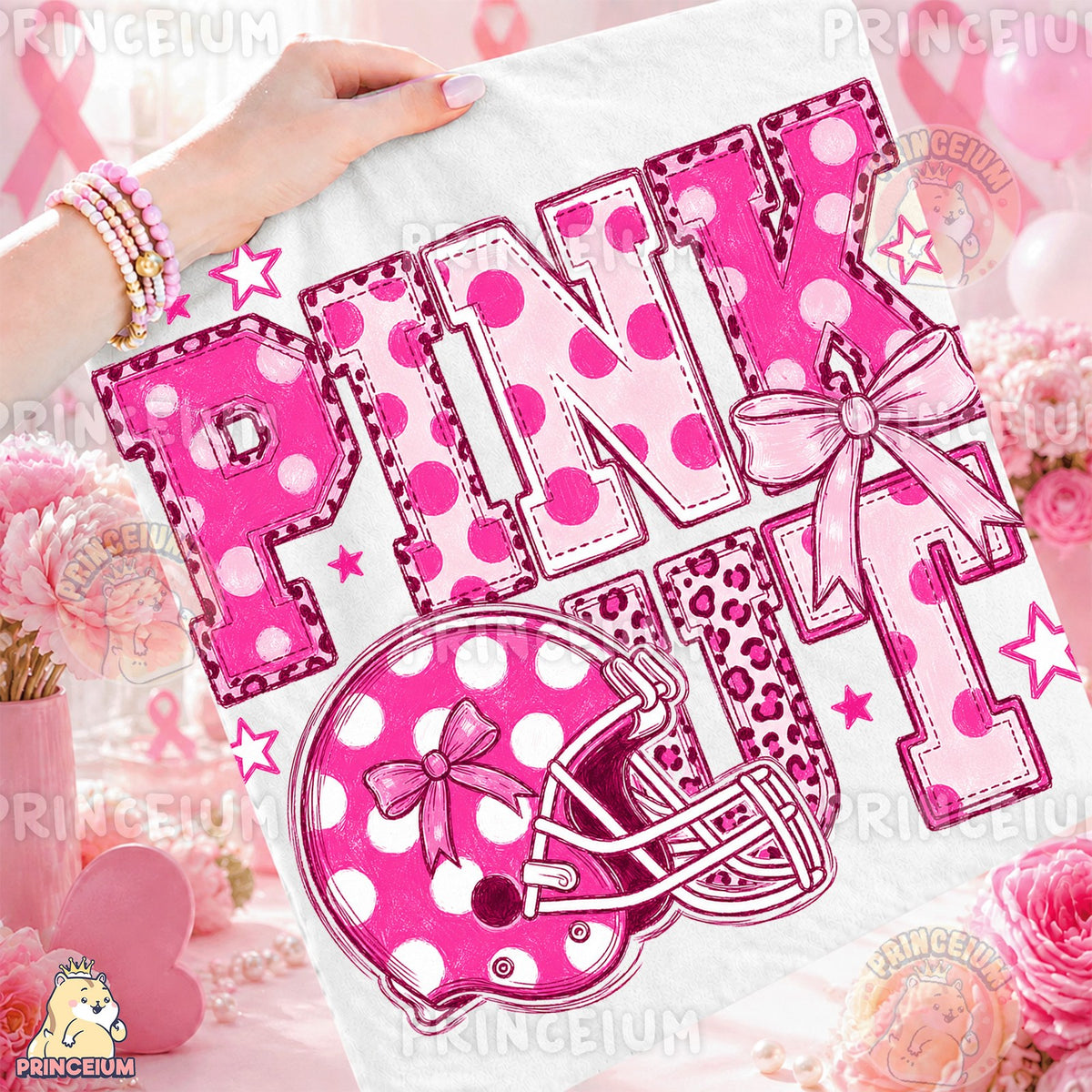 Pink Out Football Helmet