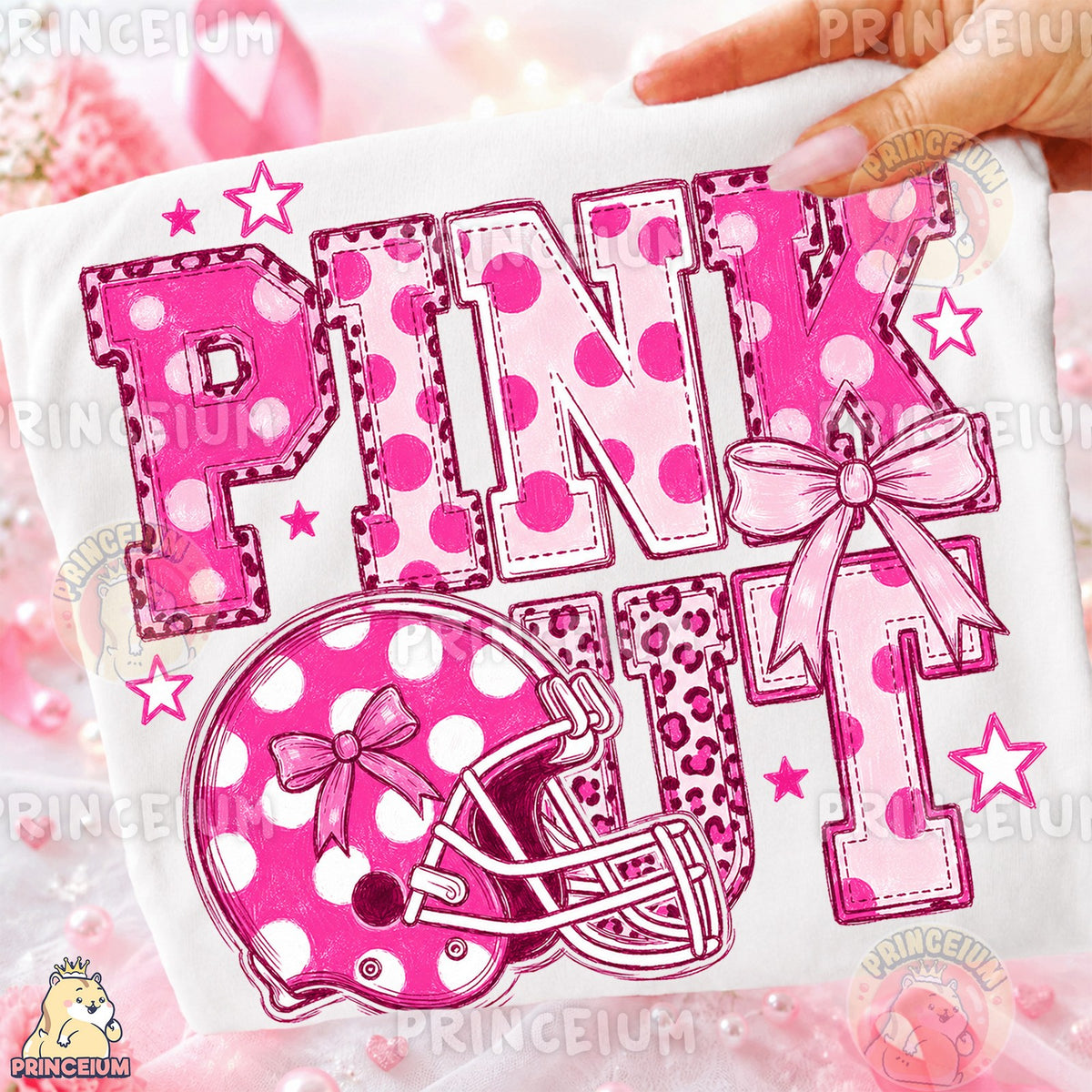 Pink Out Football Helmet