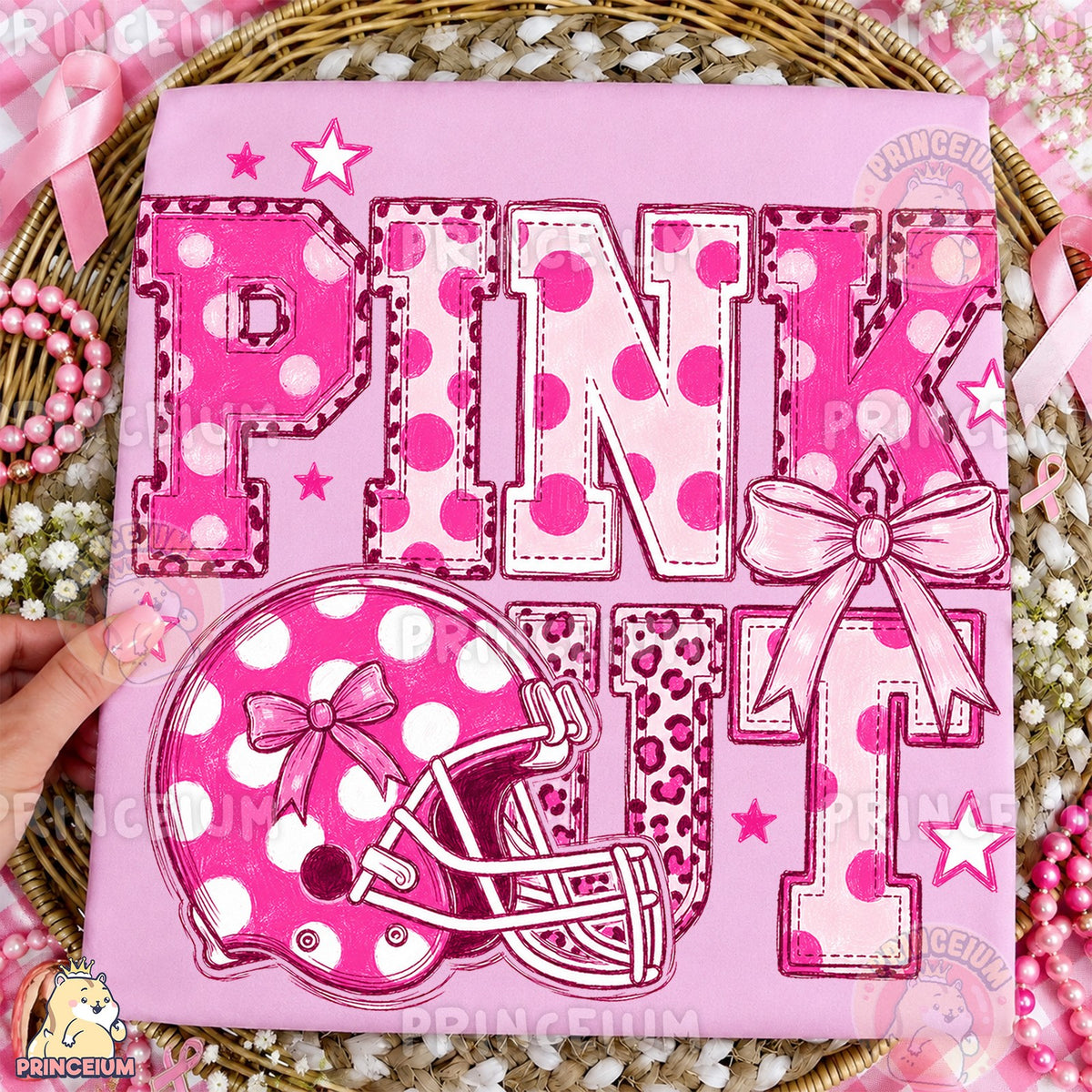 Pink Out Football Helmet