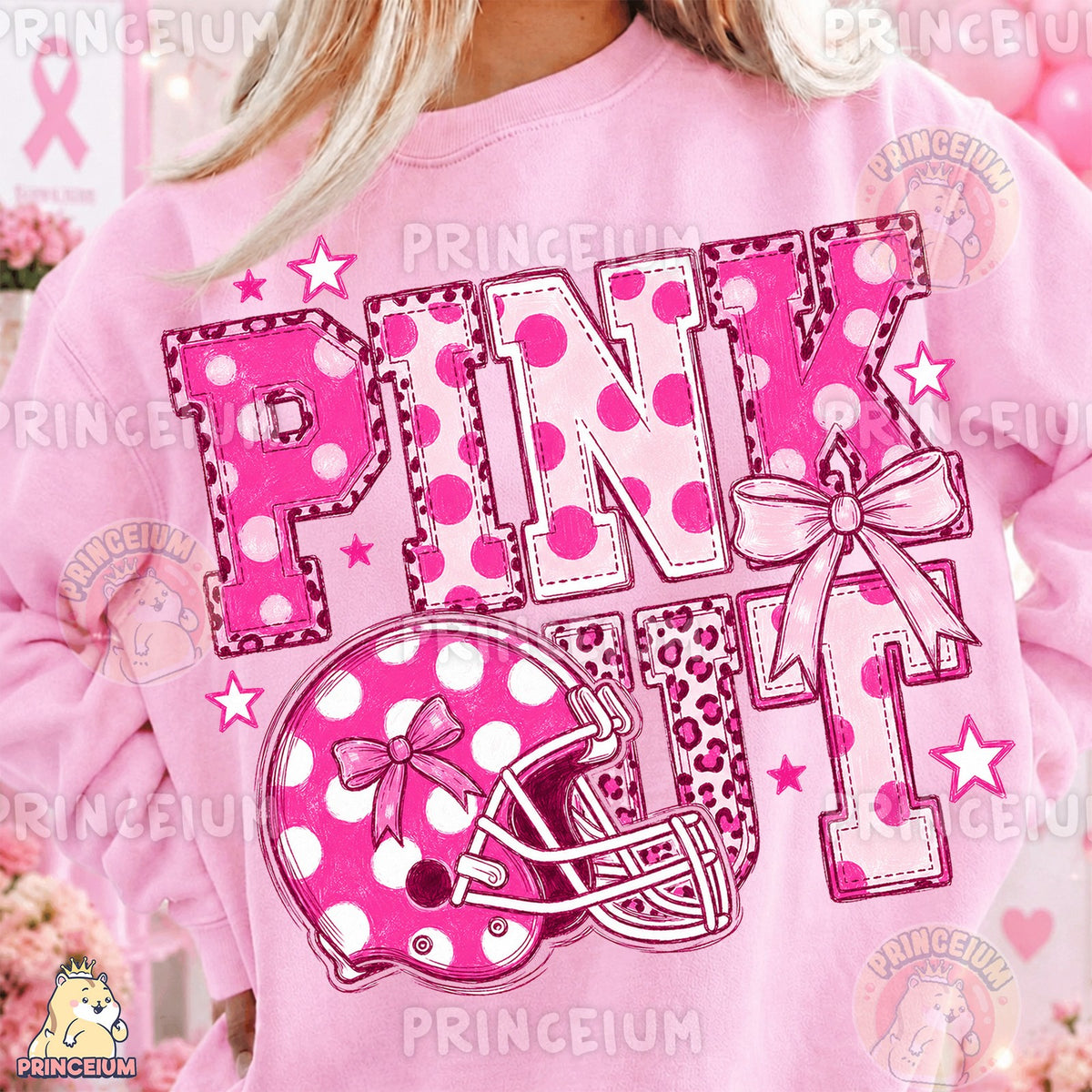 Pink Out Football Helmet