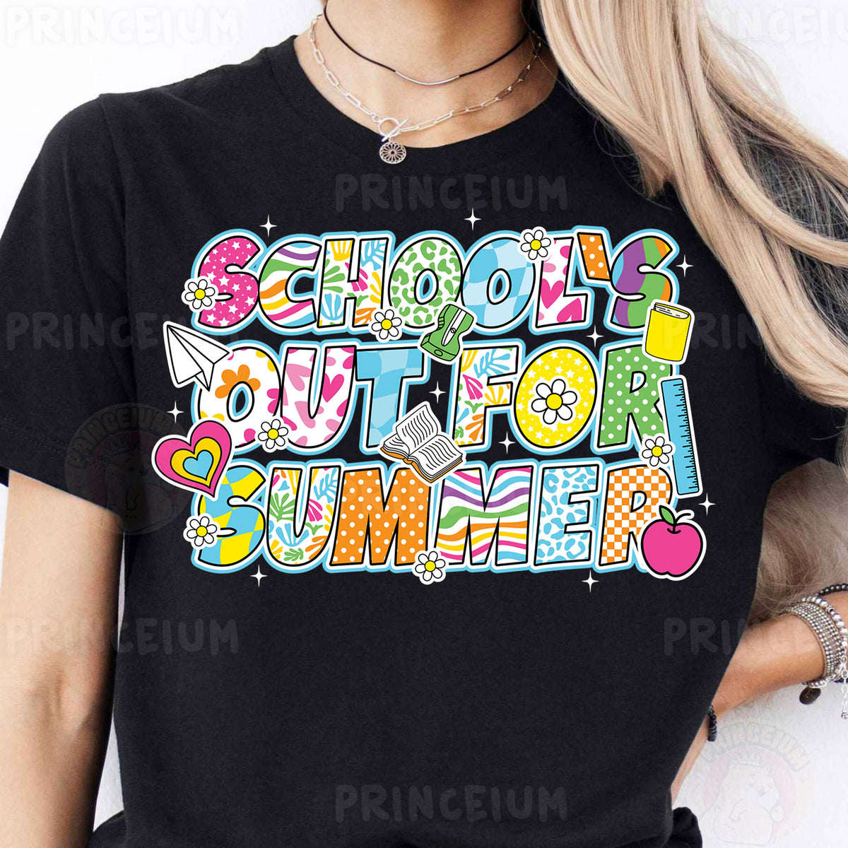 a woman wearing a school is out for summer t - shirt